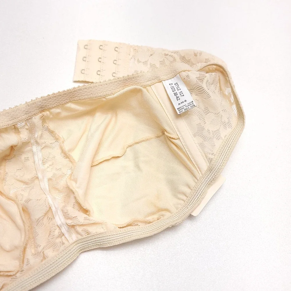 Vintage Target Strapless Lace Bra Beige Style 517 Fits 38-42 D ILGWU Union Made - Picture 3 of 6